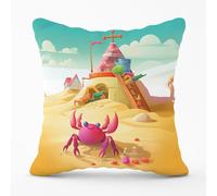 Pink Crab On A Beach Holiday Outdoor Cushion Warren Reed - Designer Yellow 60cm x 60cm