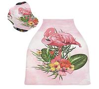 Pink Crane Flamingo Stretchy Baby Car Seat Cover,Canopy Nursing Covers,Soft Breathable Windproof Scarf Changepad for Winter Infant Breastfeeding Boys
