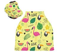 Pink Crane Parrot Baby Car Seat Cover Canopy Stretchy Nursing Covers Breathable Windproof Winter Scarf for Infant Breastfeeding Boys Girls