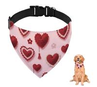 Pink Crochet Heart Dog Bandana with Adjustable Strap D Ring Dog Scarf Pet Bibs Triangle Pet Triangle Neckerchief Accessories for Dogs Puppy Dogs Cats Decor Machine Washable