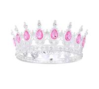 Pink Crown for Women Crystal Tiara and Queen Crown for Girl Wedding Headband for Bride Hair Accessories for Costume Birthday Party Cake Decoration Prom
