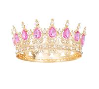 Pink Crown for Women Crystal Tiara and Queen Crown for Girl Wedding Headband for Bride Hair Accessories for Costume Birthday Party Cake Decoration Prom
