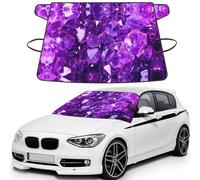 Pink Crystal Diamond Printed Windproof Windshield Cover, Elastic Strap Ice Protector, All Season Automotive Accessory