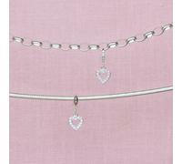 Pink Crystal Heart Pendant Charm - Sterling Silver