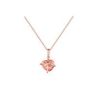 Pink Crystal Lemon Heart Shaped Bow Pendant Jewelry Necklace