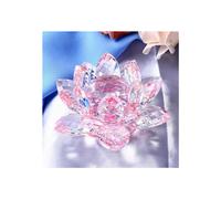 Pink Crystal Lotus Flower, 13cm Clear Crystal Lotus Feng Shui Ornament