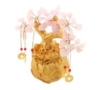 Pink Crystal Money Tree Bonsai Golden Bag Ornament