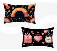 Pink Cushion Covers 12x24inch Set of 2, Rainbow Rectangle Cushion Covers Waterproof Linen Sofa Cushions with Invisible Zipper Bedroom Accessories Decorative Pillows for Room Decor, Gifts -zjn26021R