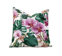 Pink Cushion Covers 25cm x 25cm Flower Cushions Double Sided Pattern Throw Pillow Covers with Invisible Zipper, Velvet Decorative Pillowcases for Garden Home Sofa Bed, Set of 1 （9.8x9.8 in）2B-212
