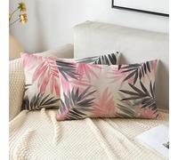 Pink Cushion Covers 30 x 60 cm Leaf Sofa Cushions 2 Pack Rectangle Cushion Covers Velvet Throw Pillow Double Sided Printing Outdoor Cushions for Living Room Bedroom Bed Garden Autumn Decor 2s-623