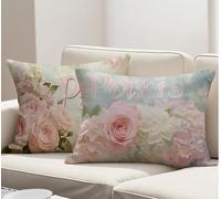 Pink Cushion Covers 30x50 cm Large Cushions Rose Decorative Pillows Set of 2 with Invisible Zipper, Velvet Durable & Fade-Resistant Oblong Throw Pillow Covers for Sofa Living Room Bedroom Decor R-3785