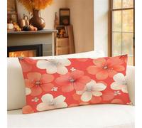 Pink Cushion Covers 35cm x 55cm Small Pillow Rectangle Cushion Covers Linen Double Sided Printing Floral Pillow Cases for Sofa Balcony Office Room Decor Outdoor Garden Winter Decorations Gift 1h-980