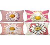 Pink Cushion Covers 40 x 70 Outdoor Cushions Soft Set of 4 Rectangle Decorative Pillows Cover Flower Pattern Design with Smooth Invisible Zip for Livingroom Sofa Home Decor, Gifts for Women y-q4P