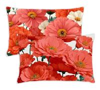 Pink Cushion Covers 40x60cm Floral Cushions 40 x 60 Pillow Cases Set of 2 Decorative Pillows with Invisible Zipper,Velvet Breathable,Durable & Fade-Resistant,Autumn Bed Decor Living Room Sofa,260-j
