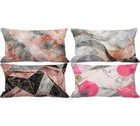 Pink Cushion Covers 50 x 80 Northern Europe Outdoor Cushions Soft Set of 4 Rectangle Decorative Pillows with Smooth Invisible Zip for Livingroom Summer Outdoor Patio Garden Home Decor Gifts 7l-28E