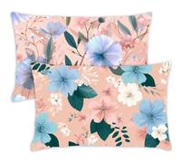 Pink Cushion Covers 50x60cm Floral Cushions 50 x 60 Pillow Cases Set of 2 Decorative Pillows with Invisible Zipper,Velvet Breathable,Durable & Fade-Resistant,Autumn Bed Decor Living Room Sofa,270-j
