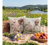 Pink Cushion Covers 60 x 60 cm 2 Pack, Luxury Outdoor Cushions Waterproof, Decorative Pillows, Heavy Duty Large Cushions, for Garden Furniture, Sofa, Patio, (Double-Sided Design) Spring(24x24) 0z-204