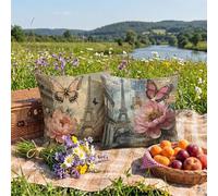 Pink Cushion Covers 60 x 60 cm Set of 2 Double-Sided Design Retro Outdoor Cushions Waterproof,Modern Large Cushions,Soft Velvet Square Throw Pillows for Garden Sofa Home Decor,Gifts for Women 0z-211