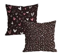 Pink Cushion Covers 60x60cm Velvet Pillow Cases 2 Pack, Home Decoration Cushion Covers for Sofa Bedroom, Square Pillow Cases with Invisible Zipper, Love Pattern Spring Pillowcases 24x24 inch W-P-6317