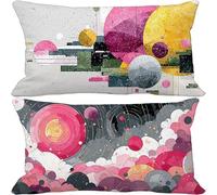 Pink Cushion Covers 70 x 90 Set of 2, Rectangle Outdoor Cushions Waterproof Soft Sofa Pillows Covers with Invisible Zipper for Outdoor Garden Furniture Bench Decorative Pillows (Abstract) h-2498