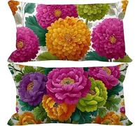 Pink Cushion Covers 70cm x 90cm, 2 Pack Outdoor Cushions Waterproof Soft Sofa Pillows Flower Pattern Design Double-Sided Printing Rectangle Pillow Covers for Summer Autumn Home Decor Gifts 10-m5636