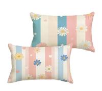 Pink Cushion Covers 70x90 cm/28x36 Inch Waterproof Linen Garden Cushions Daisy Double Sided Printing Decorative Pillow Covers with Invisible Zipper for Garden Bedroom Living Room Sofa, set of 2 1B-694