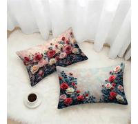 Pink Cushion Covers 70x90 Set of 2, Flower Rectangle Pillow Cases with Hidden Zipper, Waterproof Linen Pillow Case 90x70cm, Double Sided Printing, Pillowcases for Bed Sofa Bedroom Outdoor Decor L-8102