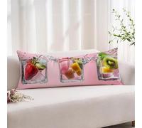 Pink Cushion Covers, Long Body Pillow Cover 16"x57" Large Super Soft Velvet Fruit Sofa Cushions with Invisible Zipper Double-sided Printing Long Pillow Case for Pregnancy and Side Sleepers xz-320