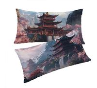 Pink Cushion Covers Pillow Cases Landscape Large Cushion Cover 40x80cm Pack of 2, Velvet Cushions Soft and Comfortable Covers Double-Sided Printing Easy to Clean for Bedroom Living Room Decor T0T959