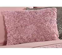 Pink Cushion Oblong Boudoir Scatter Cushion with Ruffled Raised Rose D
