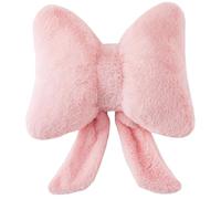 Pink Cushions, Pink Bow Pillow, Cute Large Bow Cushion, Soft Bow Decorative Pillows Bowknot Plush Faux Fur Throw Pillow Preppy Room Decor Stuff for Farmhouse Car Living Room Bedroom Sofa Couch