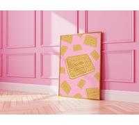 Pink Custard Cream Biscuit Print Cute Home Decor Unframed Wall Art English Biscuit Kitchen Print Dining Room Pink Wall Art Posters A5 A4 A3 A2 A1-2226 (A3-29.7cm x 42cm)