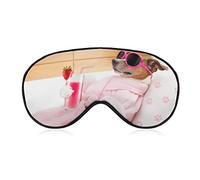 Pink Cute Dog Sleep Mask Blindfold Pink Fruit Juice Adjustable Super-Smooth Soft Eye Mask Cover for Men Women Travel and Nap