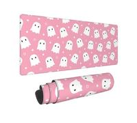 Pink Cute Ghost Mouse Pad XL 31.5 X 11.8 Inch Halloween Kawaii Spooky Funny Design Gaming Mousepad Extended Large Laptop Keyboard Desk Mat Non-Slip Rubber Base Stitched Edges for Home Office