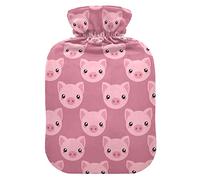 Pink Cute Pig Piggy Hot Water Bottle with Cover Hot Water Bottles for Pain Relief Hot Water Bag Heating Bottles for Warming Hands, 2L