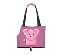 Pink Cute Pig Print Pet Tote Bag, Foldable Single Shoulder Pet Carrier For Small Pets Dogs Cats