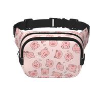 Pink Cute Pig Print Stylish and Practical Waist Bag,Adjustable,Perfect for Travel,and Outdoor Activities