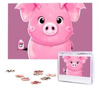 Pink Cute Pig Wooden Puzzles 1000 Pieces Personalized Jigsaw Puzzle For Adults Interesting Custom Photo Puzzles Gift For Holiday Birthday Wedding Anniversay