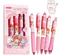 Pink Cute Rabbit Erasable Gel Pens,Cartoon Pink Cute Rabbit Ballpoint Pen Set,Blue Ink Retractable Erasable Ballpoint Pens with Soft Grip,Erasable Gel Pens,C/ute Stationery & Pin/k rab/bit Gifts