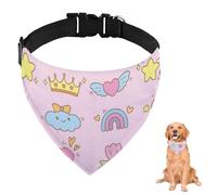 Pink Cute Star Heart Flower Rainbow Dog Bandana with Adjustable Strap D Ring Dog Neckerchief Pet Bibs Triangle Bandana for Dogs Clothing& Accessories for Dogs Puppy Cats Decor Machine Washable
