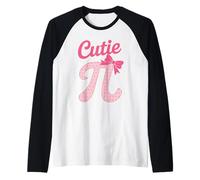 Pink Cutie Pi with A Bow for Woman Or School Girl Funny Raglan Baseball Tee