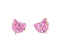 Pink CZ Cat Stud Earrings for Women Minimalist Lovely Kitten Pet Animal Tiny Cartilage Tragus Post Earring Dainty Imitation Cubic Zirconia Crystal Piercing Ear Studs Cute Holiday Party Jewelry for Her