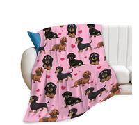 Pink Dachshund Blanket Cute Dog Throw Blanket Dachshund Stuff Gifts for Girls Woman Dog Lovers Kids Adults Dachshund Cozy Comfort Soft Plush Fleece Flannel Blanket Decor for Couch Sofa Bed 40'' x50''