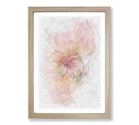 Pink Dahlia Flower Abstract Sketch Framed Print | A2 Oak Framed Wall Art | Ready to Hang | Abstract Floral Picture | Living Room Bedroom Lounge Office