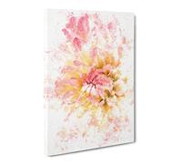 Pink Dahlia Flower Abstract Watercolour Canvas Print | Gallery Wrapped 30mm Frame Wall Art | 24x16 inches | Ready to Hang | Abstract Floral Picture | Living Room Bedroom Lounge Office