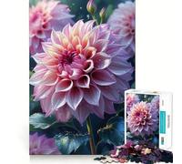 Pink Dahlia Flower Close-Up Jigsaw Puzzles 1000 Pieces for Adults Brain Skill Stress Release Exact Edge Wall Art Decor (50x75cm)