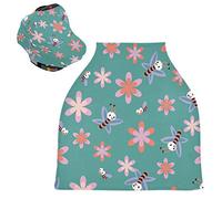 Pink Daisy Butterfly Stretchy Baby Car Seat Cover,Canopy Nursing Covers,Soft Breathable Windproof Scarf Changepad for Winter Infant Breastfeeding Boys