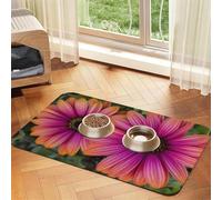 Pink Daisy Flower Print Pet Feeding Mat For Dogs & Cats Absorbent Waterproof Dog Food Mat Non-Slip Pet Bowl Placemat Quick Dry Floor Protector Leather Tablecloth