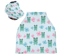 Pink Daisy Frog Stretchy Baby Car Seat Cover,Canopy Nursing Covers,Soft Breathable Windproof Scarf Changepad for Winter Infant Breastfeeding Boys