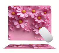 Pink Daisy Mouse Mat 20 x 15 cm Ultra Thin, with Stitched Edges Office Mouse Pad, Non-Slip Rubber Base, Waterproof & Washable, Home Desk Accessories, Aesthetic with Design Mousepad 200x150mm s0z-25
